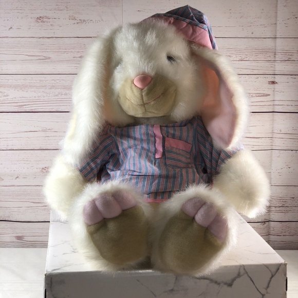 Vintage JC Penny Plush Large 24” White Rabbit Pajama Stuffed Bunny Animal Easter - Picture 1 of 12